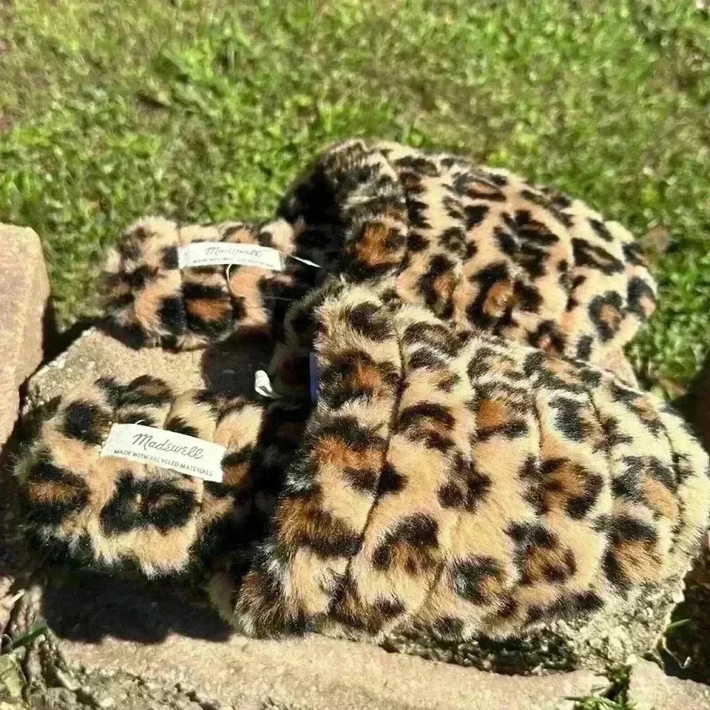 NWOT Madewell The Scuff Slipper Leopard Faux Fur 6 M - Picture 7 of 10